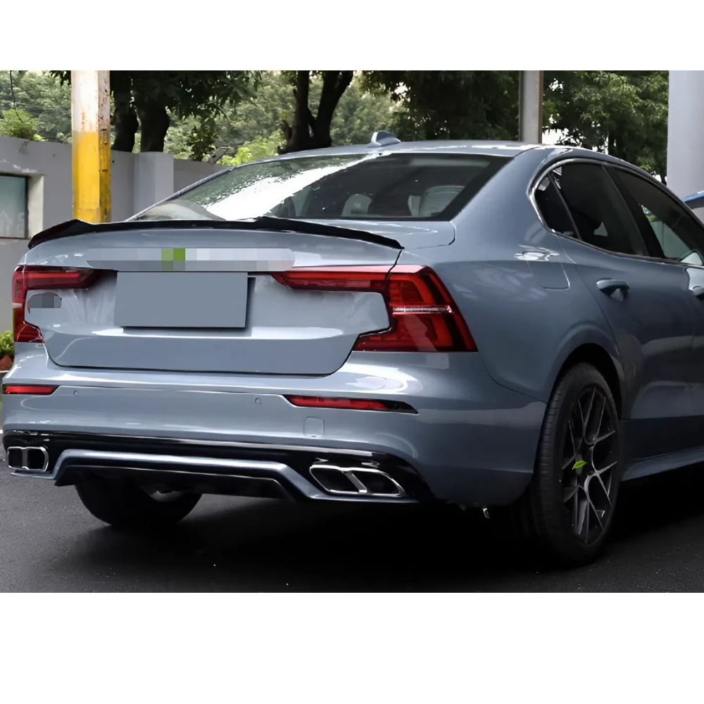 For Volvo S60 Rear Spoiler 2019-2024 Piano Glossy Black ABS Plastic Sport Trunk Lip Wing Exterior Accessory
