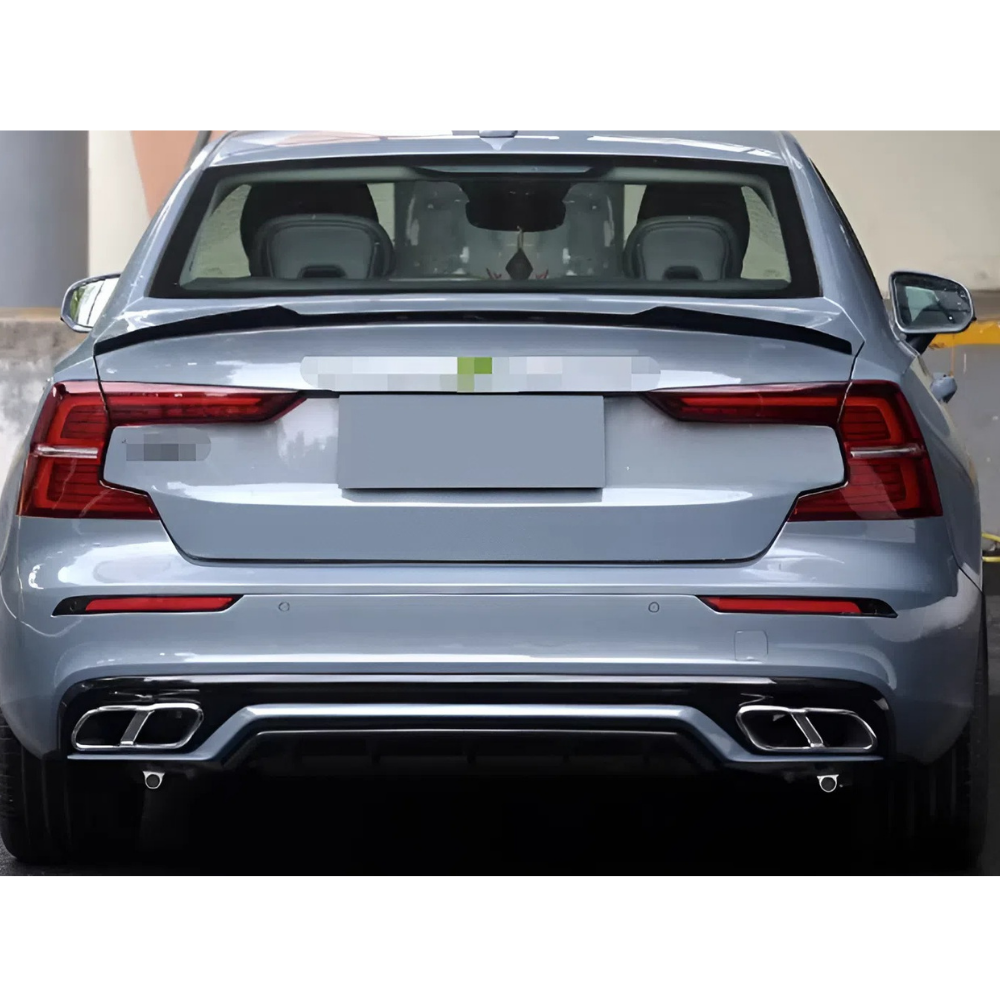 For Volvo S60 Rear Spoiler 2019-2024 Piano Glossy Black ABS Plastic Sport Trunk Lip Wing Exterior Accessory