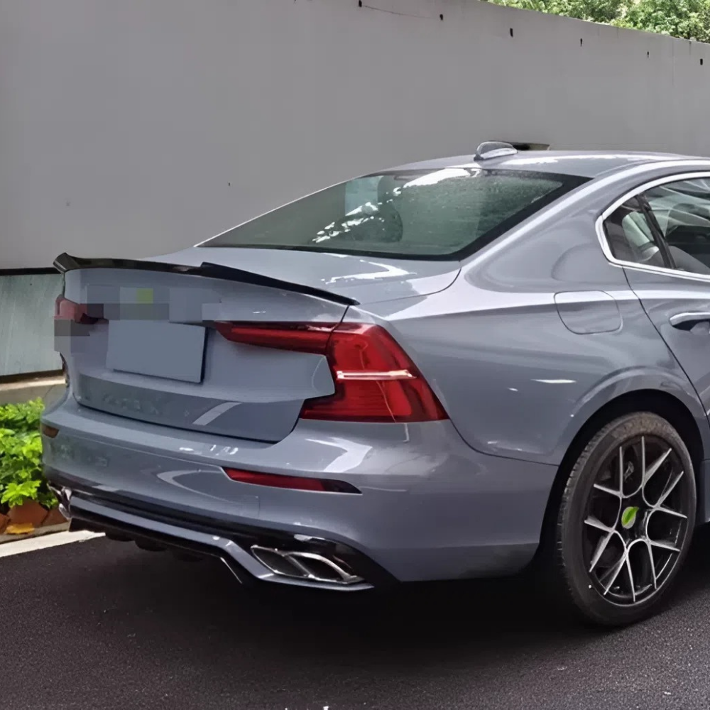 For Volvo S60 Rear Spoiler 2019-2024 Piano Glossy Black ABS Plastic Sport Trunk Lip Wing Exterior Accessory