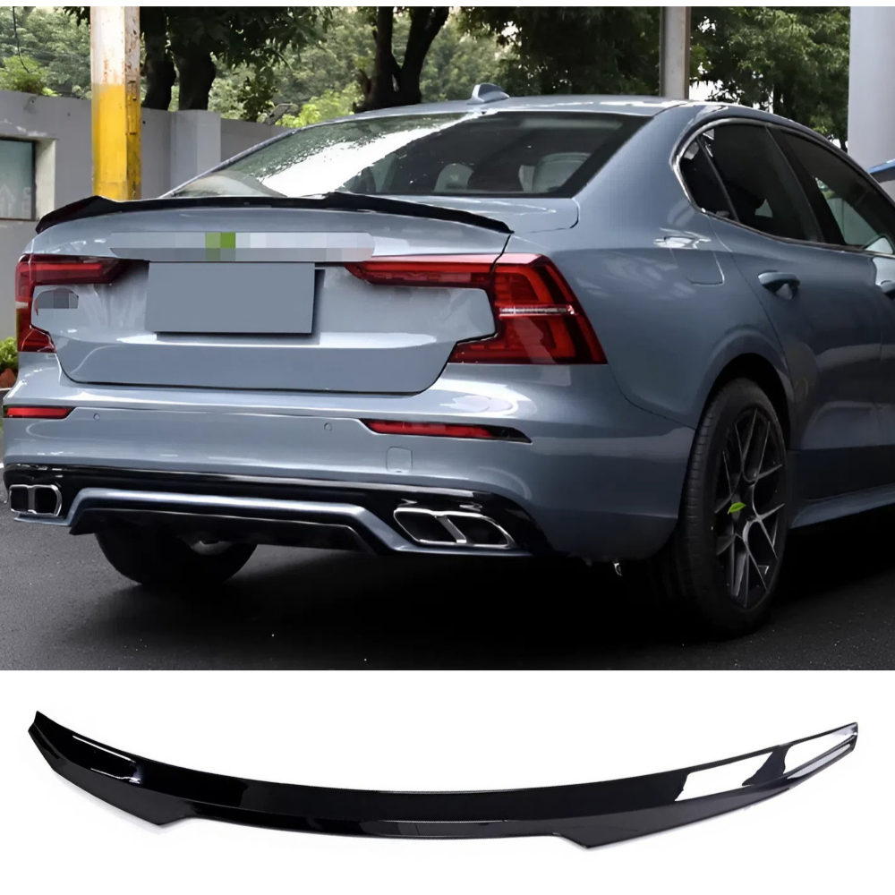 For Volvo S60 Rear Spoiler 2019-2024 Piano Glossy Black ABS Plastic Sport Trunk Lip Wing Exterior Accessory