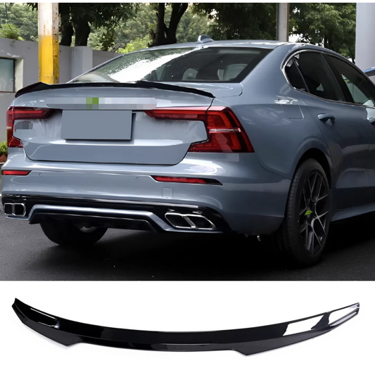 For Volvo S60 Rear Spoiler 2019-2024 Piano Glossy Black ABS Plastic Sport Trunk Lip Wing Exterior Accessory