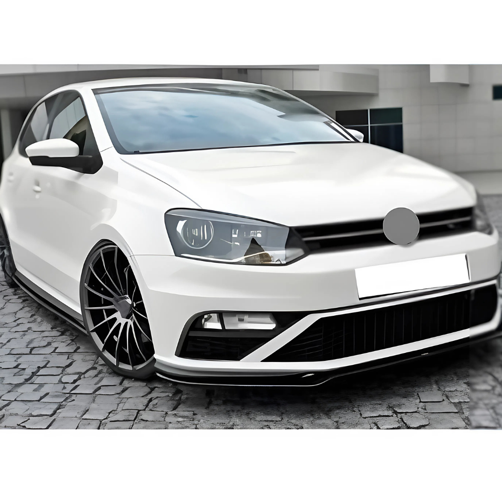 Front Bumper Lip for VW Polo Mk5 2014–2017 FL GTI Max V2 Piano Black Vacuum Plastic AutoVision