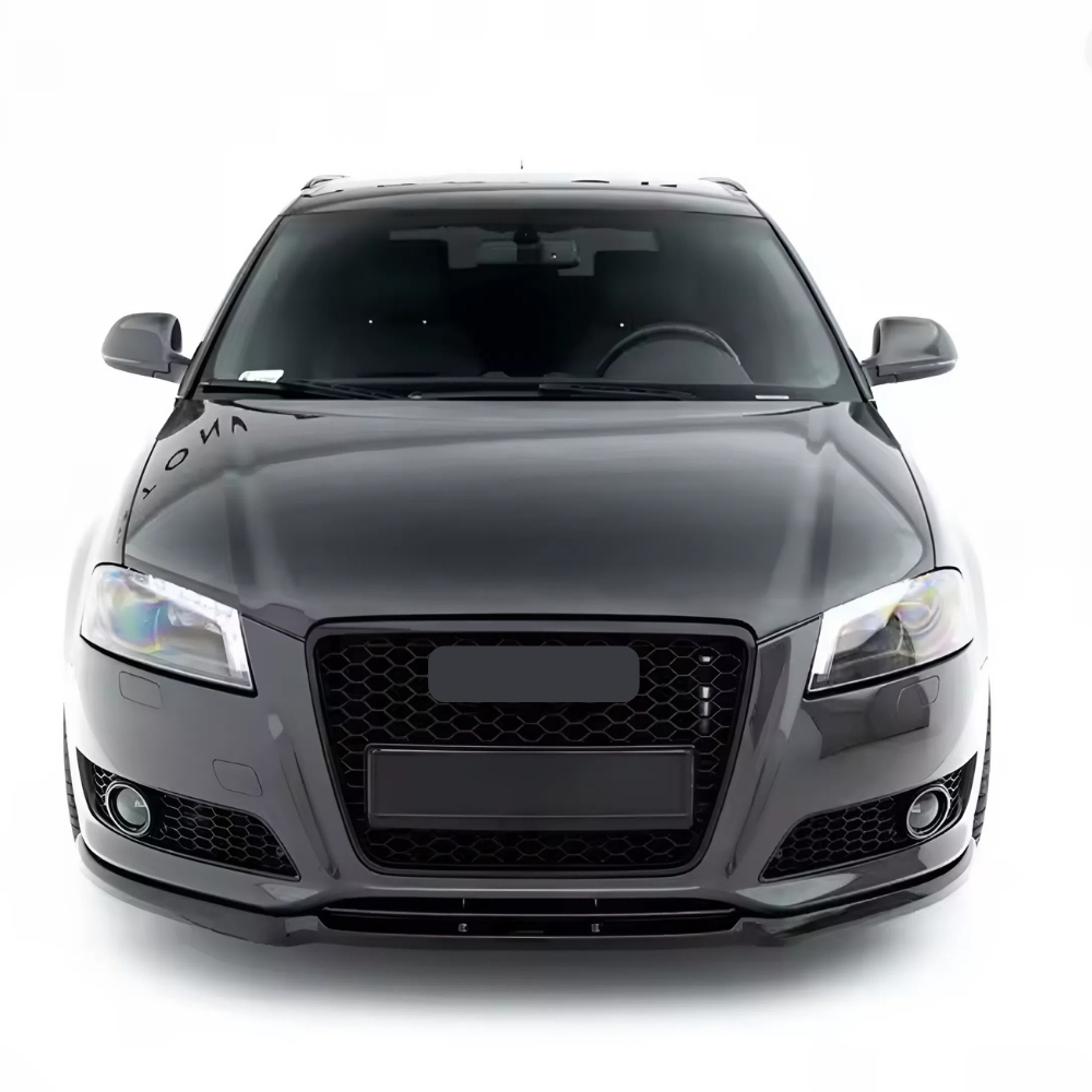 For Audi A3 8P Facelift Hatchback 3 Parts Front Lip 2008-2013 Piano Glossy Black ABS Plastic (Not For S3 S-Line) Front Bumper Splitter Body Kit