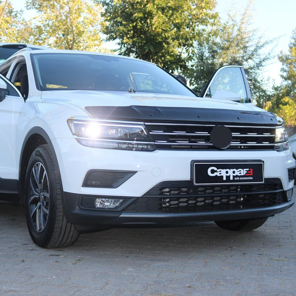 Cappafe Hood Wind Deflector for Vw Tiguan 2016-2026 Gloss Black Acrylic Bonnet Protector Bug Guard