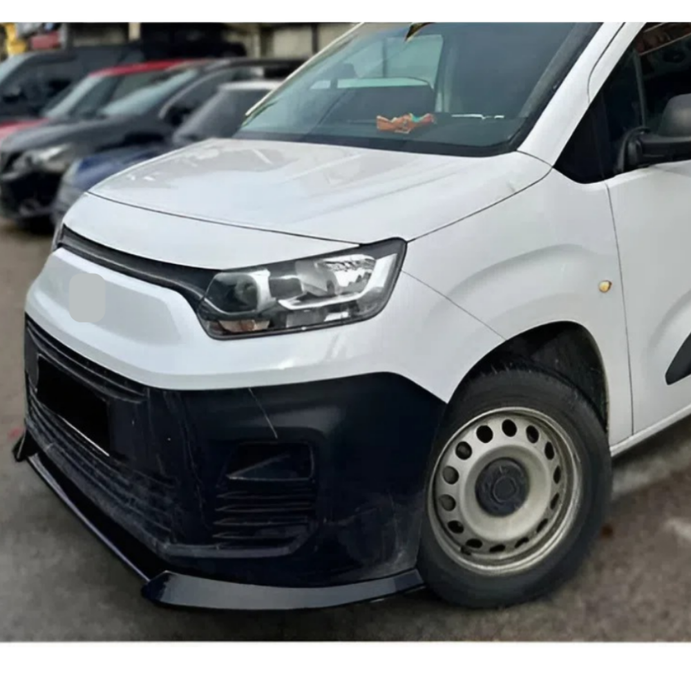 For Fiat Doblo 2024+ Front Bumper Lip Piano Glossy Black ABS Plastic Sport Style Aerodynamic Exterior Upgrade
