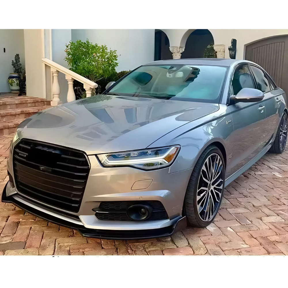 For AUDI A6(C7) S-Line Sedan/Avant 3 Parts Front Lip 2014-2017 Piano Glossy Black ABS Plastic