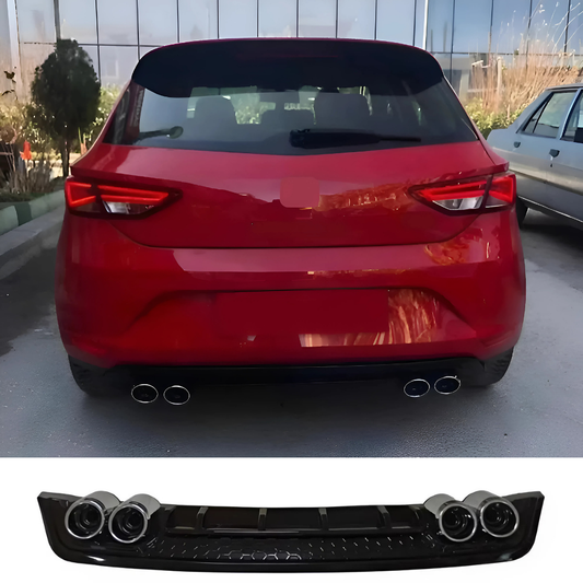 For Seat Leon 2013-2018 Diffuser Piano Glossy Black ABS Plastic Rear Bumper Styling Accessory