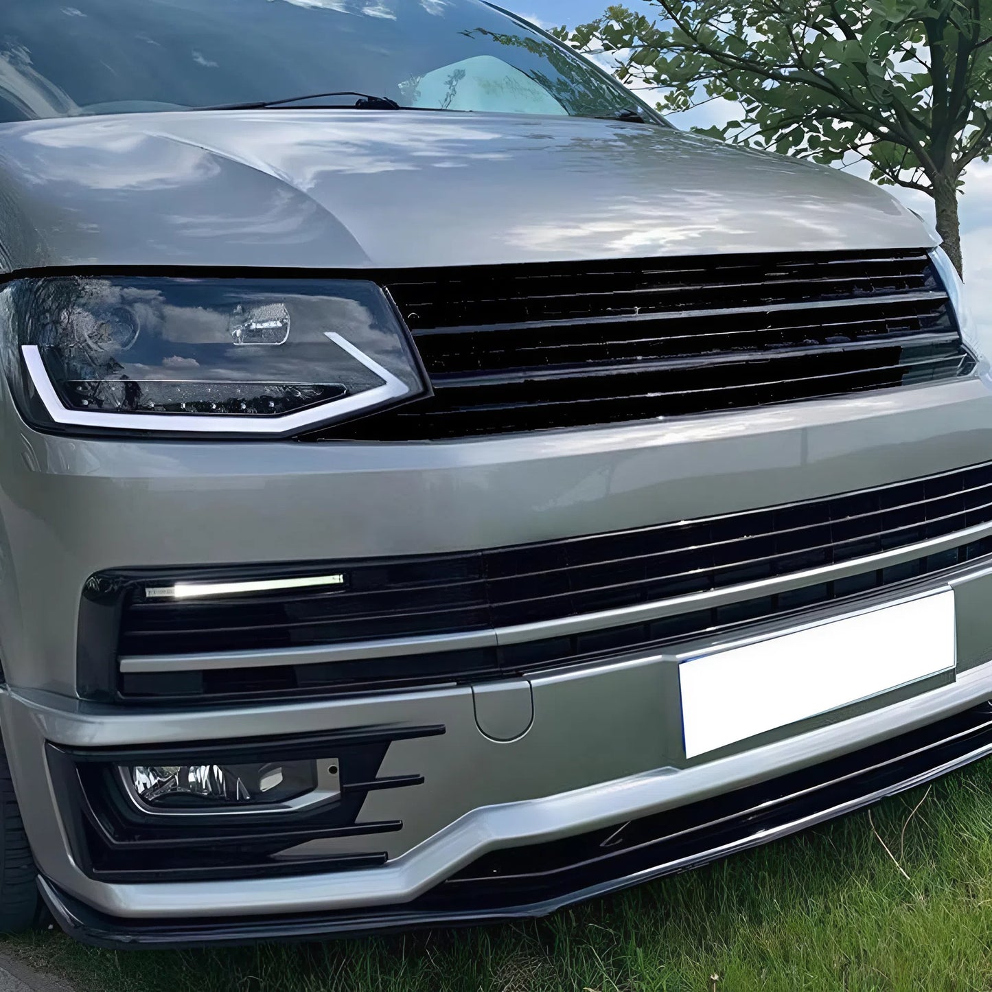 For VW Transporter T6 Sportline 2015-2019 Front Splitter Lip Black Sport Bumper Extension Exterior Upgrade