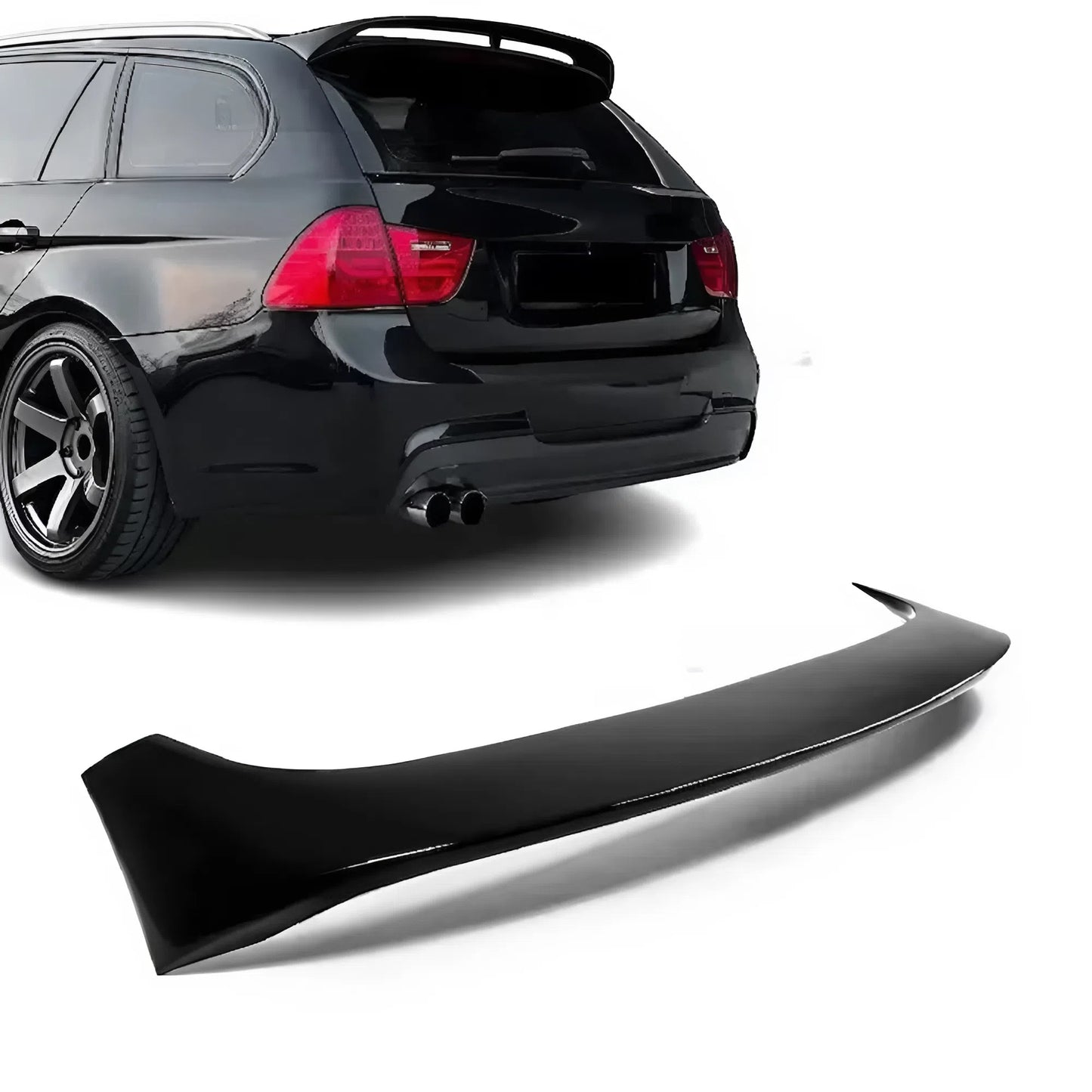 For BMW 3 Series E91 Touring Rear Spoiler Glossy Black ABS Plastic Sport Style Aerodynamic Easy Installation