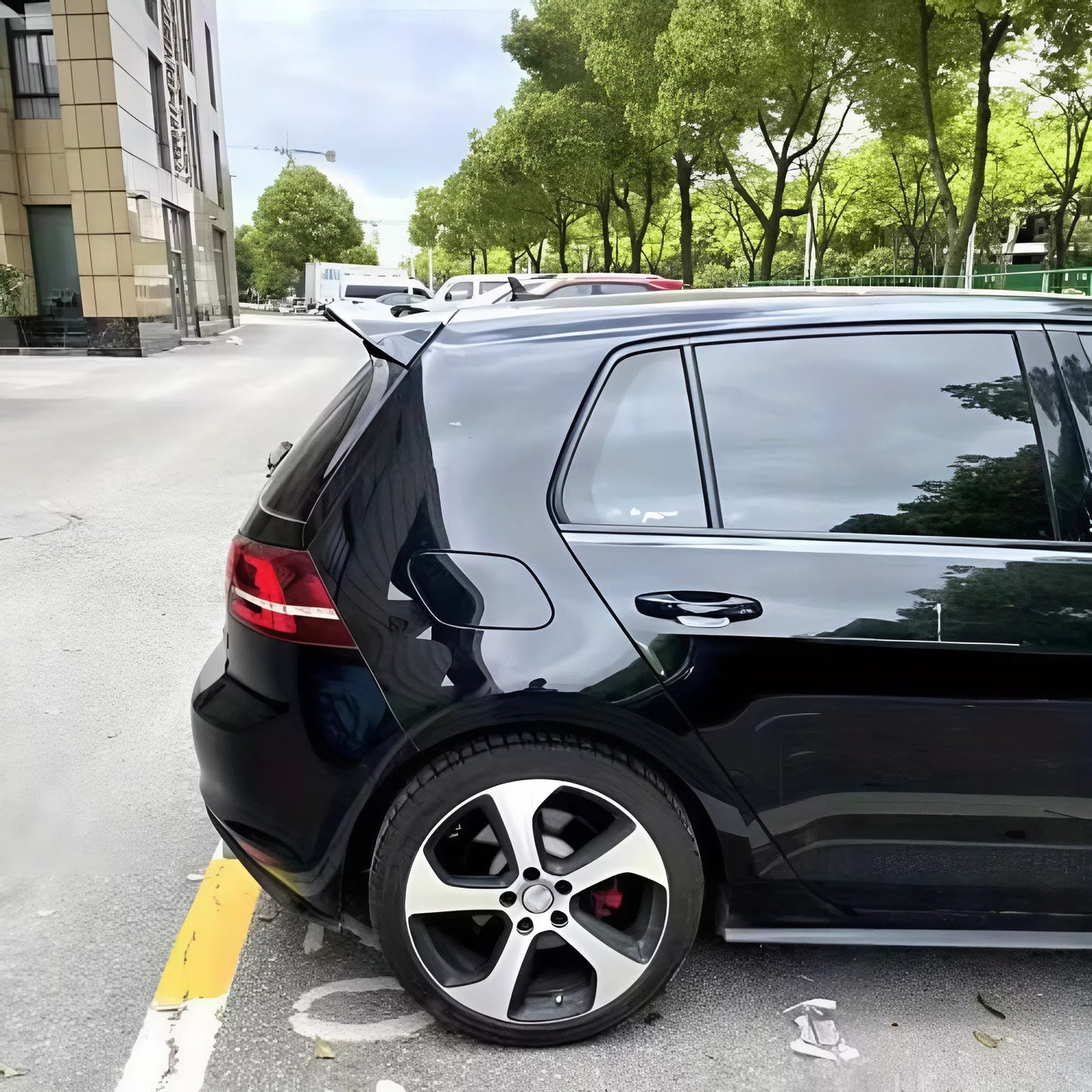 Vw Golf 7 MK7 GTI GTD GTE R-Line Roof Spoiler 2013-2019 Gloss Black Sport Style Aerodynamic Design Easy Installation