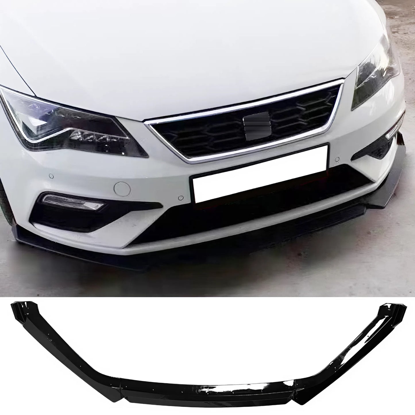 For SEAT Leon MK3 5F Gloss Black 2017-2020 Front Splitter Lip 3PCS Sport Style Bumper Extension Durable ABS Plastic