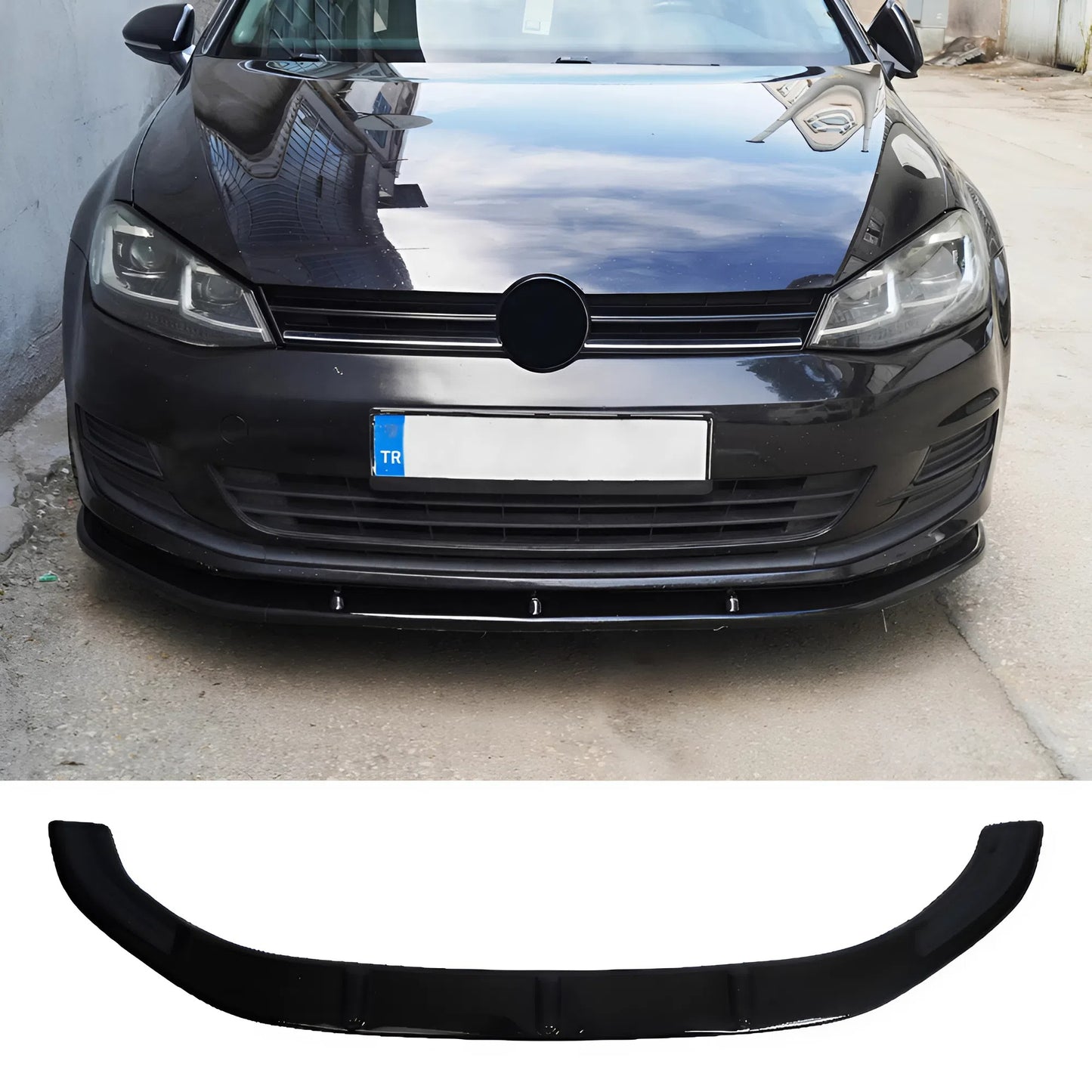 For Golf MK7 2012-2019 Max Type Front Bumper Lip Black ABS Plastic Sport Design Easy Installation