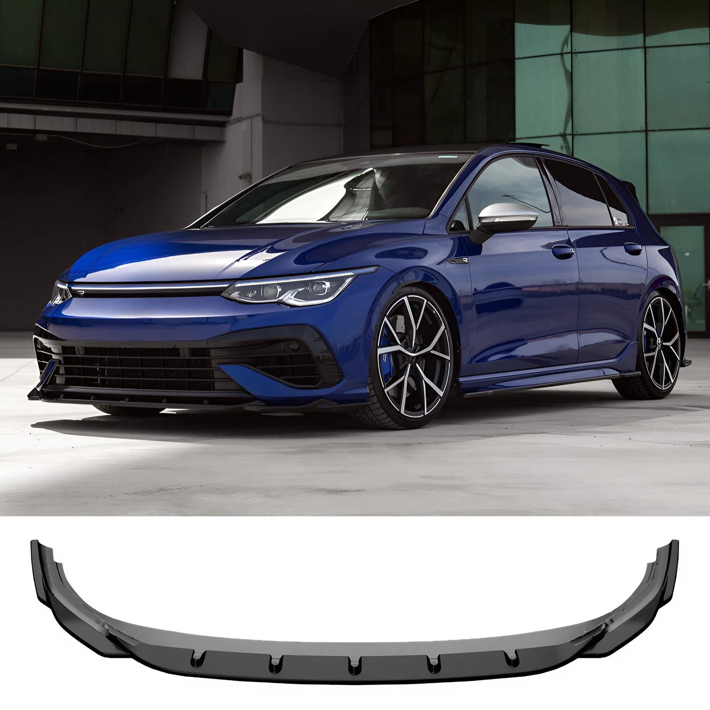 For VW Golf MK8 R 2020-2024 Front Splitter Lip Black ABS Plastic Sport Bumper Extension Easy Installation