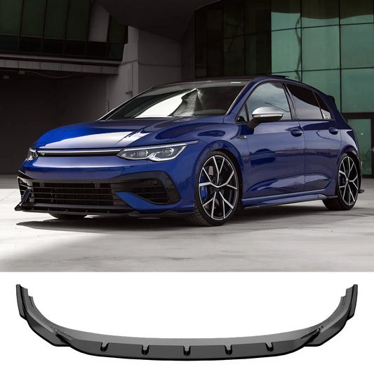 For VW Golf MK8 R 2020-2024 Front Splitter Lip Black ABS Plastic Sport Bumper Extension Easy Installation