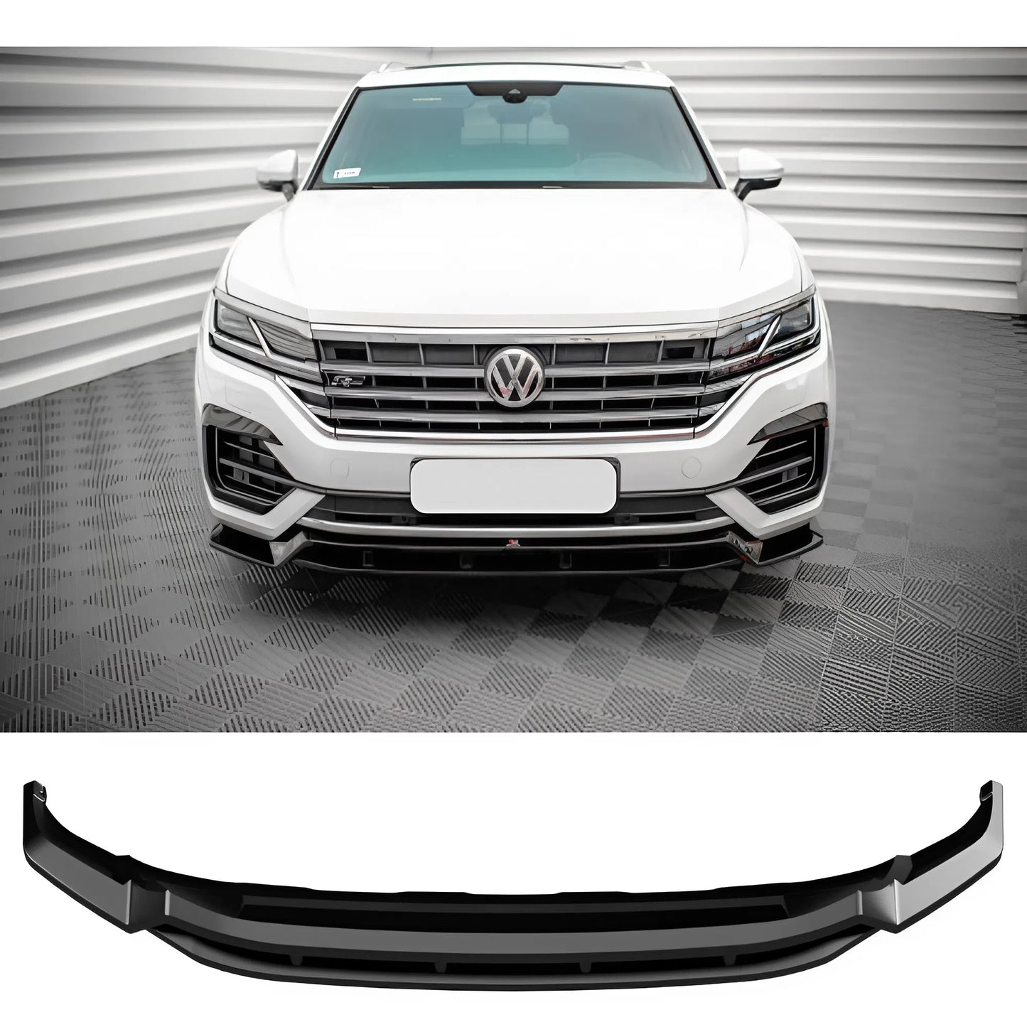 For VW Touareg MK3 R-Line 2018-2023 Front Splitter 2PCS Gloss Black ABS Plastic Sport Design Easy Installation