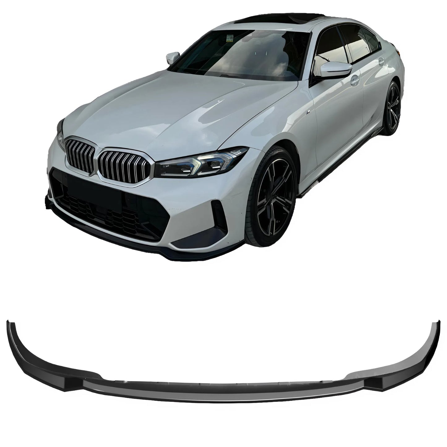 For BMW 3 Series G20 G21 M-Pack M340i Facelift 2022+ Front Splitter Gloss Black ABS Plastic Sport Design Easy Installation