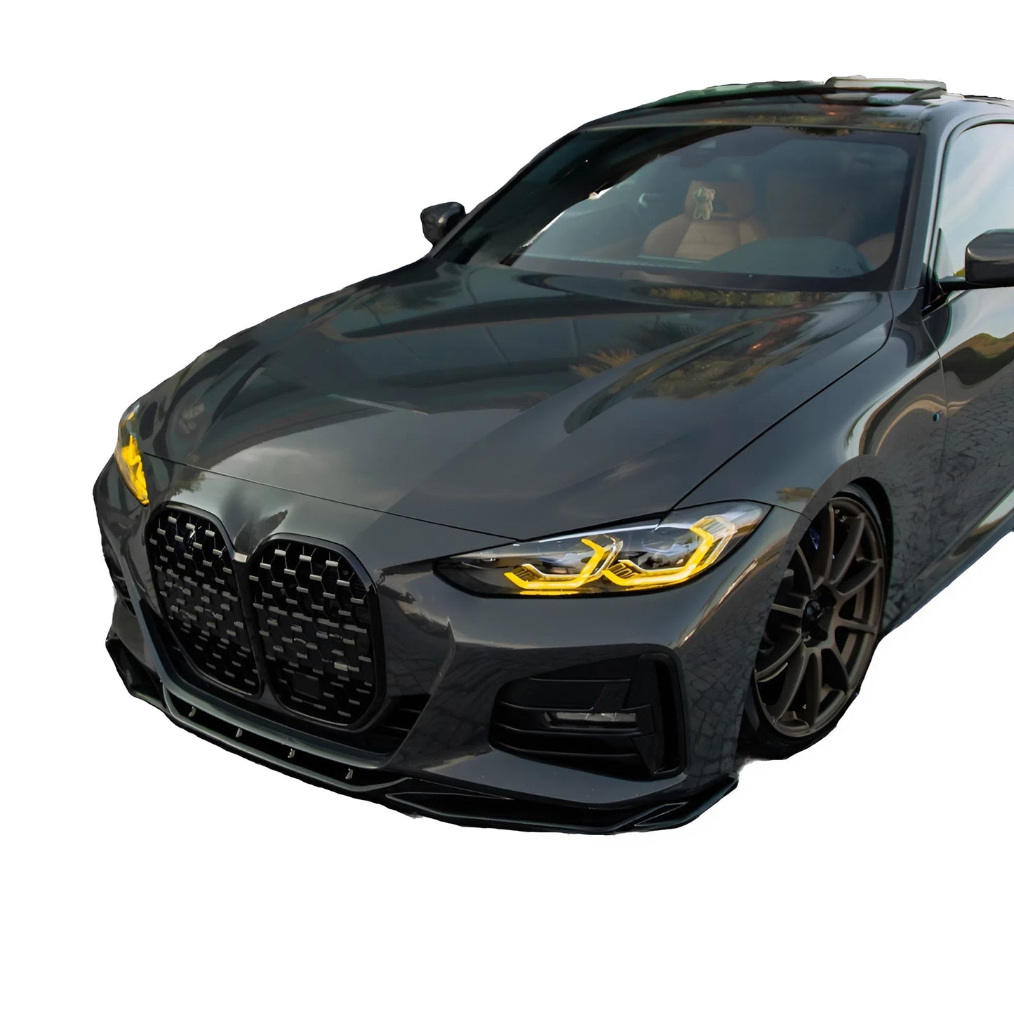 For BMW 4 Series Coupe Cabrio G22 M440i M-Pack 2020-2024 and 2024+ Front Splitter Gloss Black ABS Plastic Sport Design Easy Installation