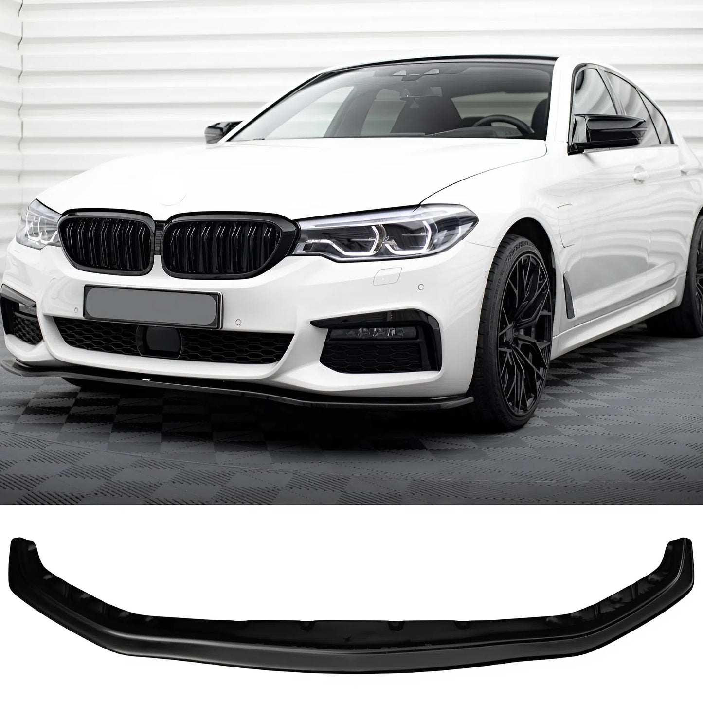 For BMW 5 Series G30 G31 M-Pack 2017-2020 Front Splitter Gloss Black ABS Plastic Sport Design Easy Installation