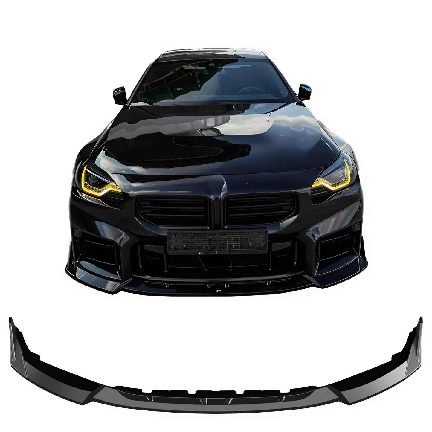 For BMW M2 G87 2023+ Front Splitter Gloss Black ABS Plastic Sport Design Easy Installation