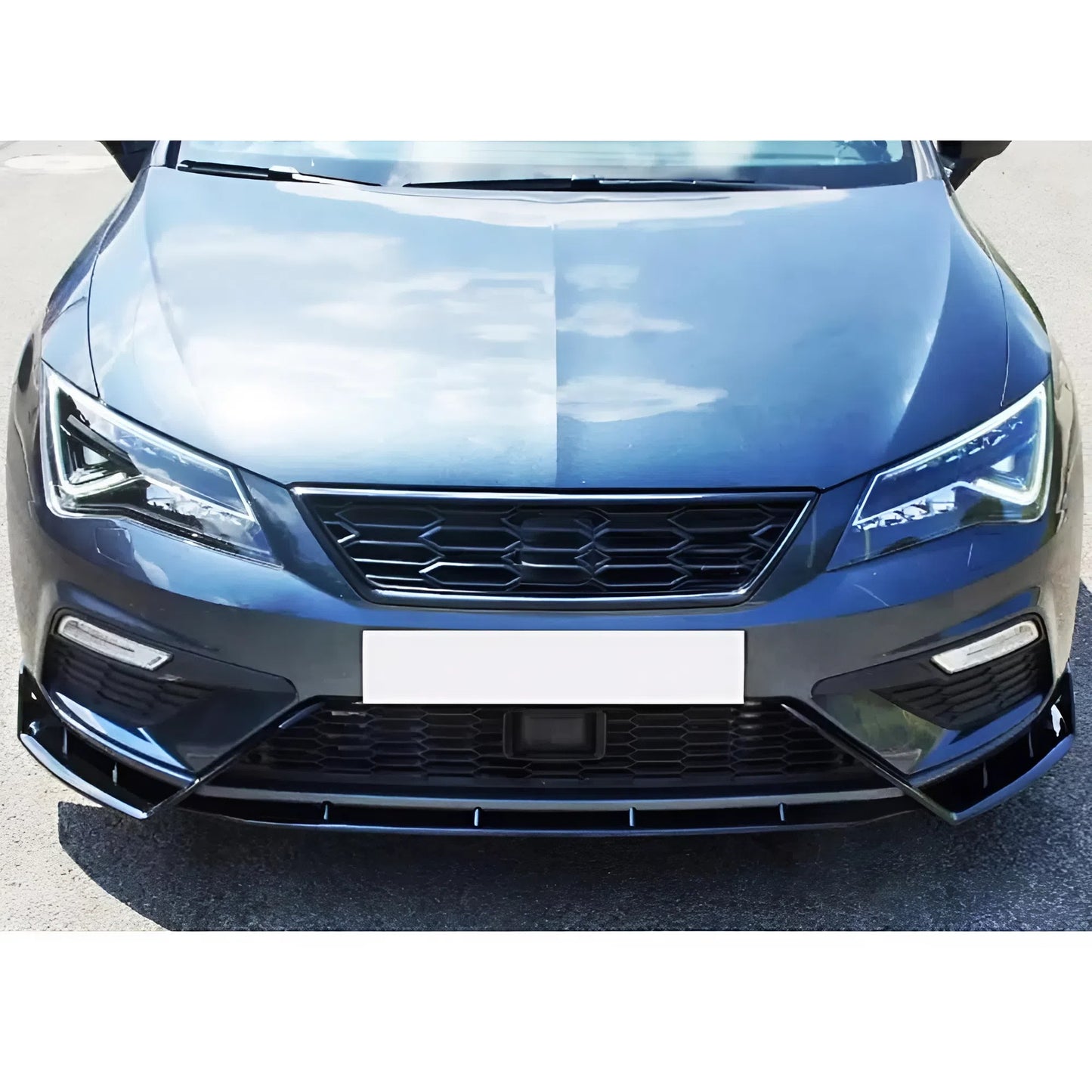 For SEAT Leon MK3 FL 2017+ Front Lip Race Cup V1 Lenz Design Gloss Black ABS Plastic Sport Bumper Extension