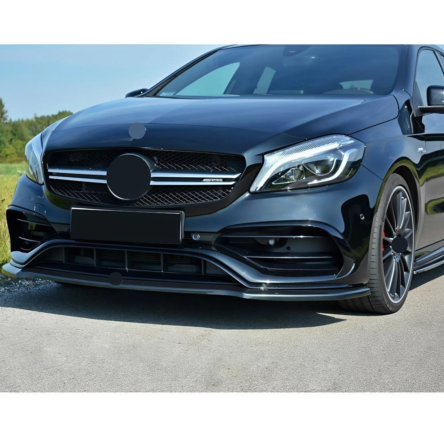 For MERCEDES A-Class AMG-Line W176 Facelift 2015-2018 Front Splitter Gloss Black ABS Plastic Sport Design Easy Installation