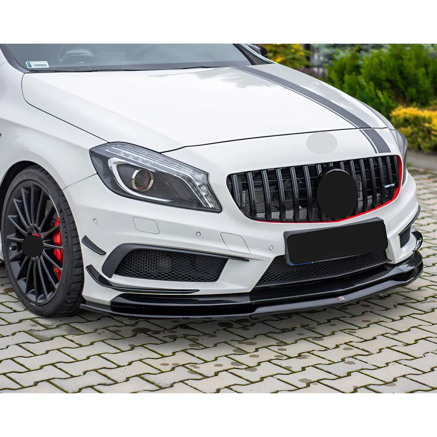 For Mercedes A45 AMG W176 2013-2015 Front Splitter Gloss Black ABS Plastic Sport Design Easy Installation