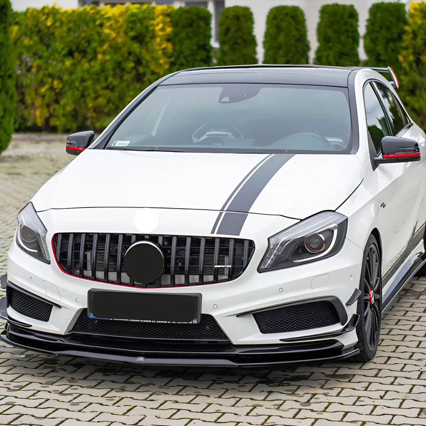For Mercedes A45 AMG W176 2013-2015 Front Splitter Gloss Black ABS Plastic Sport Design Easy Installation
