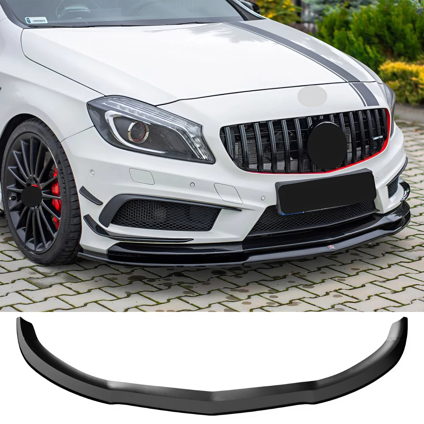 For Mercedes A45 AMG W176 2013-2015 Front Splitter Gloss Black ABS Plastic Sport Design Easy Installation