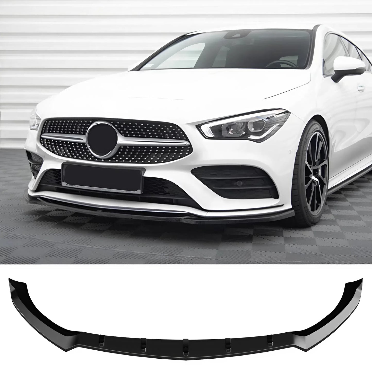 For Mercedes CLA Coupe AMG-Line C118 2019+ Front Splitter Gloss Black ABS Plastic Sport Design Easy Installation