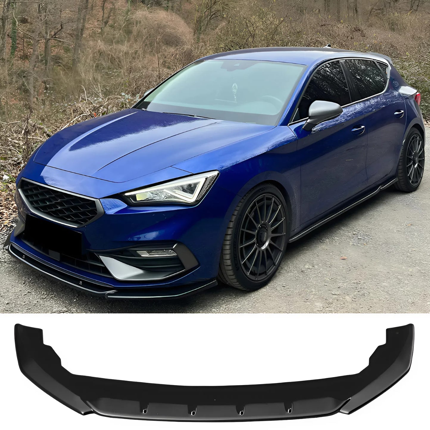 For SEAT Leon FR MK4 2020+ Front Splitter Gloss Black ABS Plastic Sport Design Easy Installation