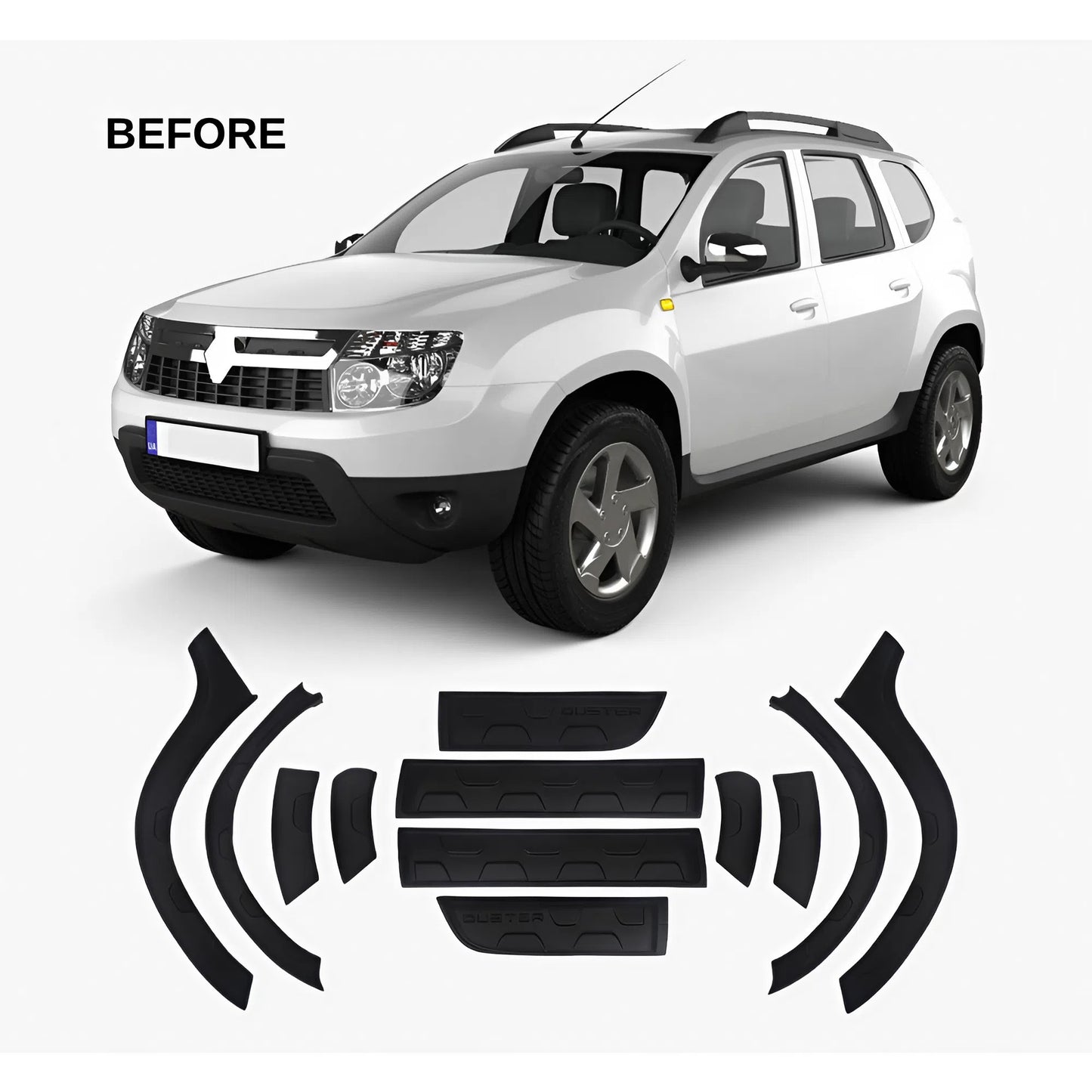 For Dacia Duster 2010-2017 Fender Flare Set Diamond Plate Style ABS Plastic Off-Road Wheel Arch Kit Easy Installation
