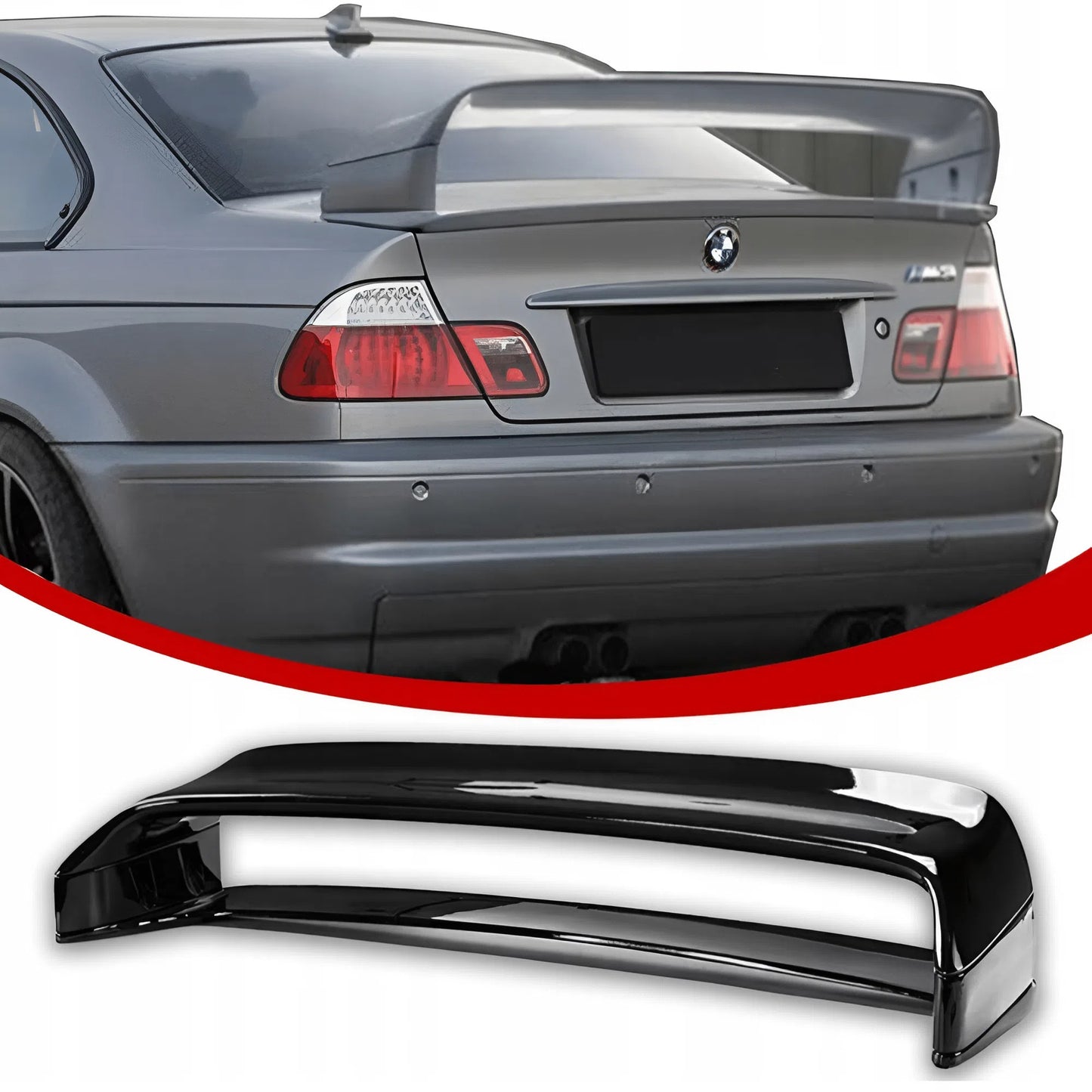 For BMW 3 Series E46 Double Layers Rear Spoiler 1998-2006 Glossy Black ABS Plastic Sport Design Easy Installation
