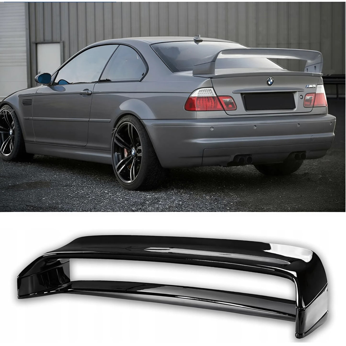 For BMW 3 Series E46 Double Layers Rear Spoiler 1998-2006 Glossy Black ABS Plastic Sport Design Easy Installation