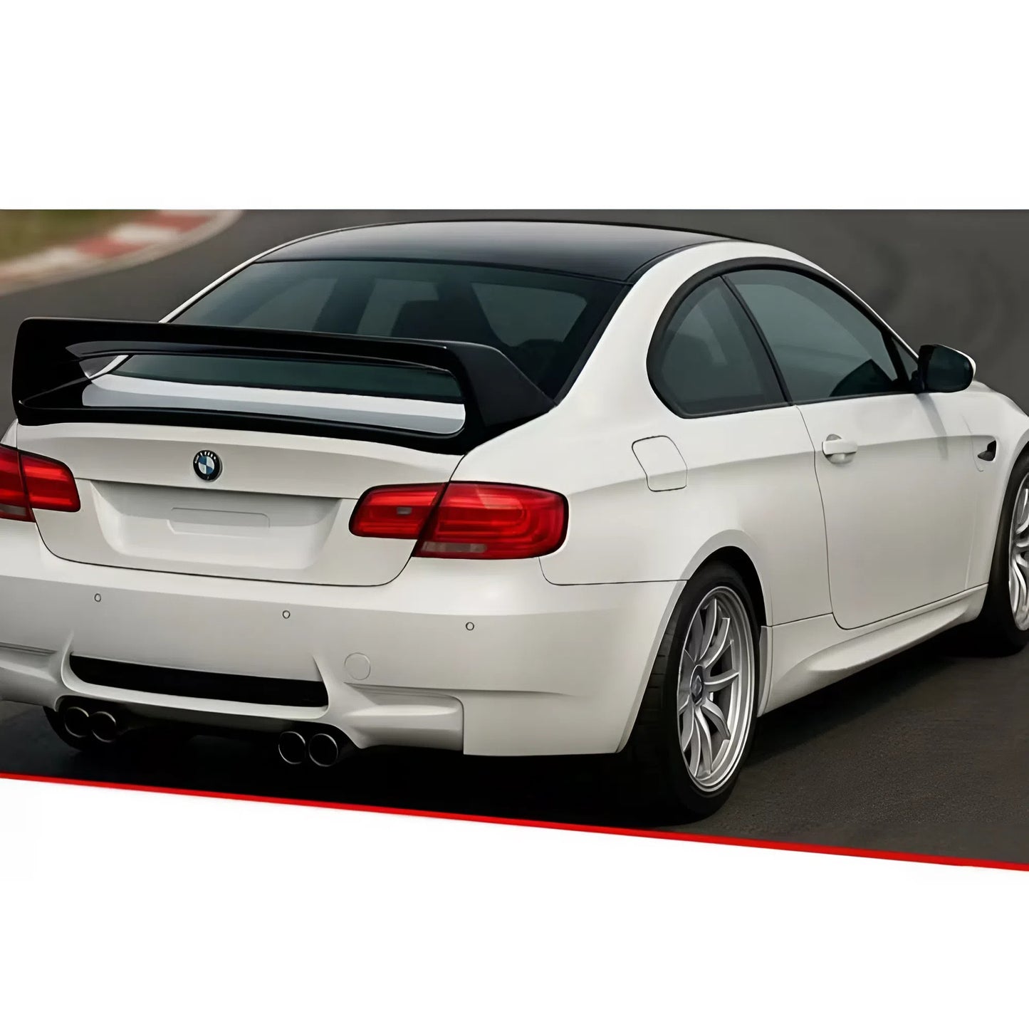 For BMW 3 Series E92 Coupe 2006-2010 Double Layers Rear Spoiler Glossy Black ABS Plastic Sport Design