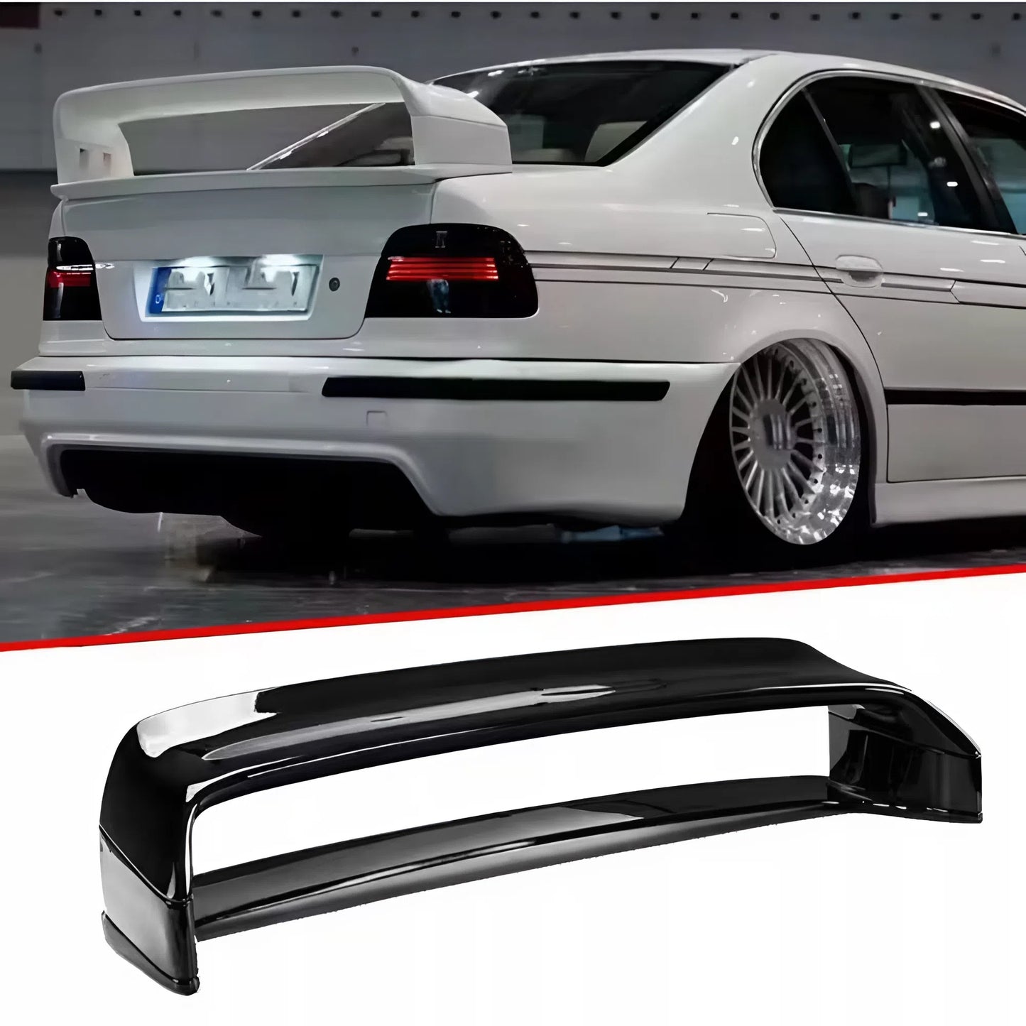 For BMW 5 Series E39 GT Style Double Layers Rear Spoiler 1997-2003 Glossy Black ABS Plastic Sport Design