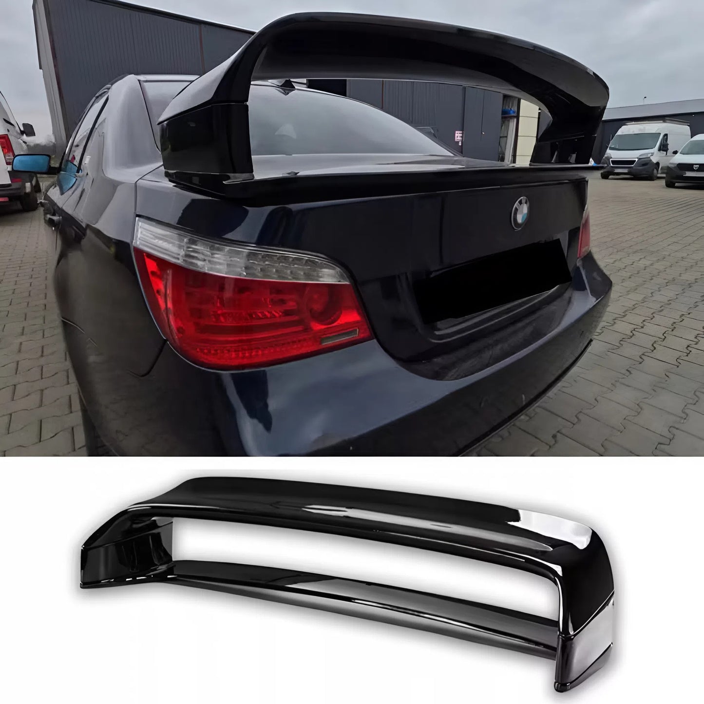 For BMW 5 Series E60 Double Layers Rear Spoiler 2004-2010 Glossy Black ABS Plastic Sport Design