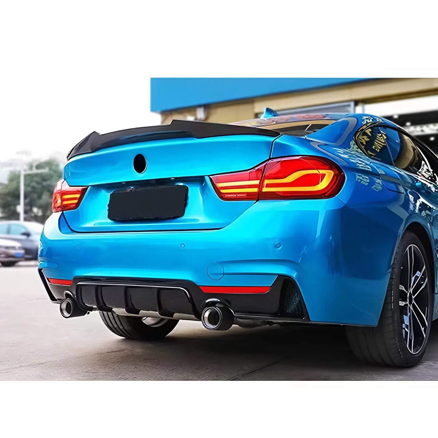 For BMW 4 Series F32 F33 F36 MP Style Rear Lip 2014-2020 Right And Left 1 Exhaust Pipe Gloss Black ABS Rear Diffuser