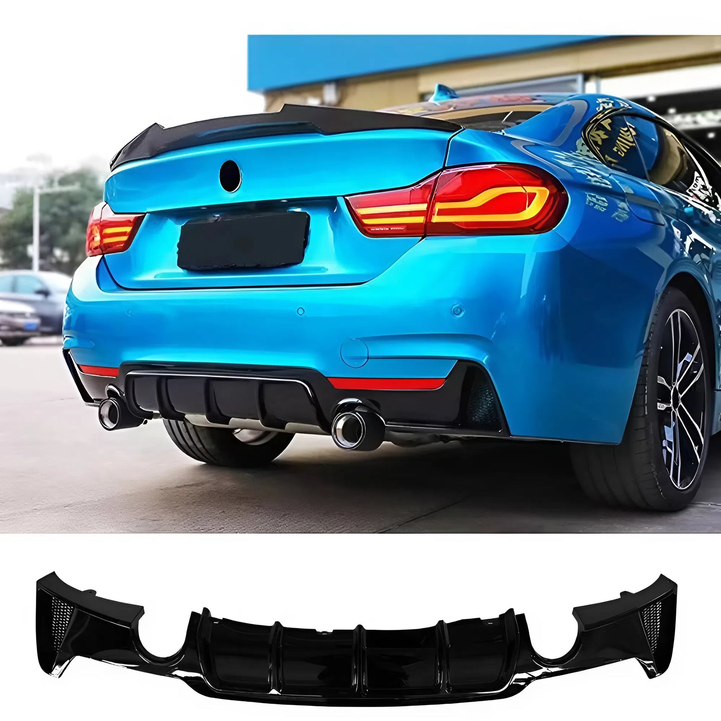 For BMW 4 Series F32 F33 F36 MP Style Rear Lip 2014-2020 Right And Left 1 Exhaust Pipe Gloss Black ABS Rear Diffuser