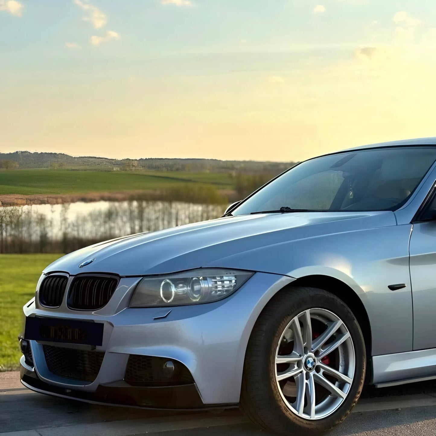For BMW 3 Series E90 LCI MP Style Front Lip 2009-2012 Glossy Black 4 Pcs ABS Front Bumper Splitter