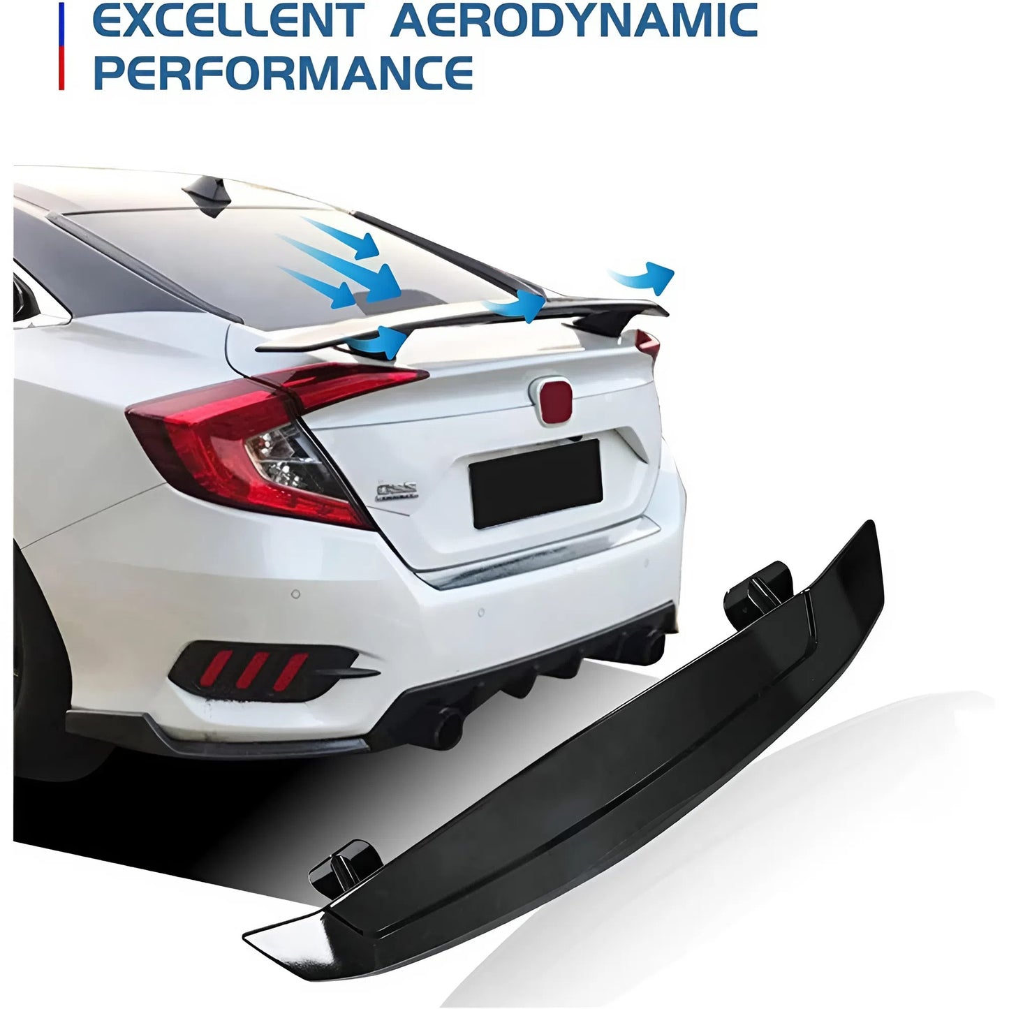 For Honda Civic Sedan 10th Generation 2016–2020 Rear Spoiler Glossy Black ABS Trunk Wing