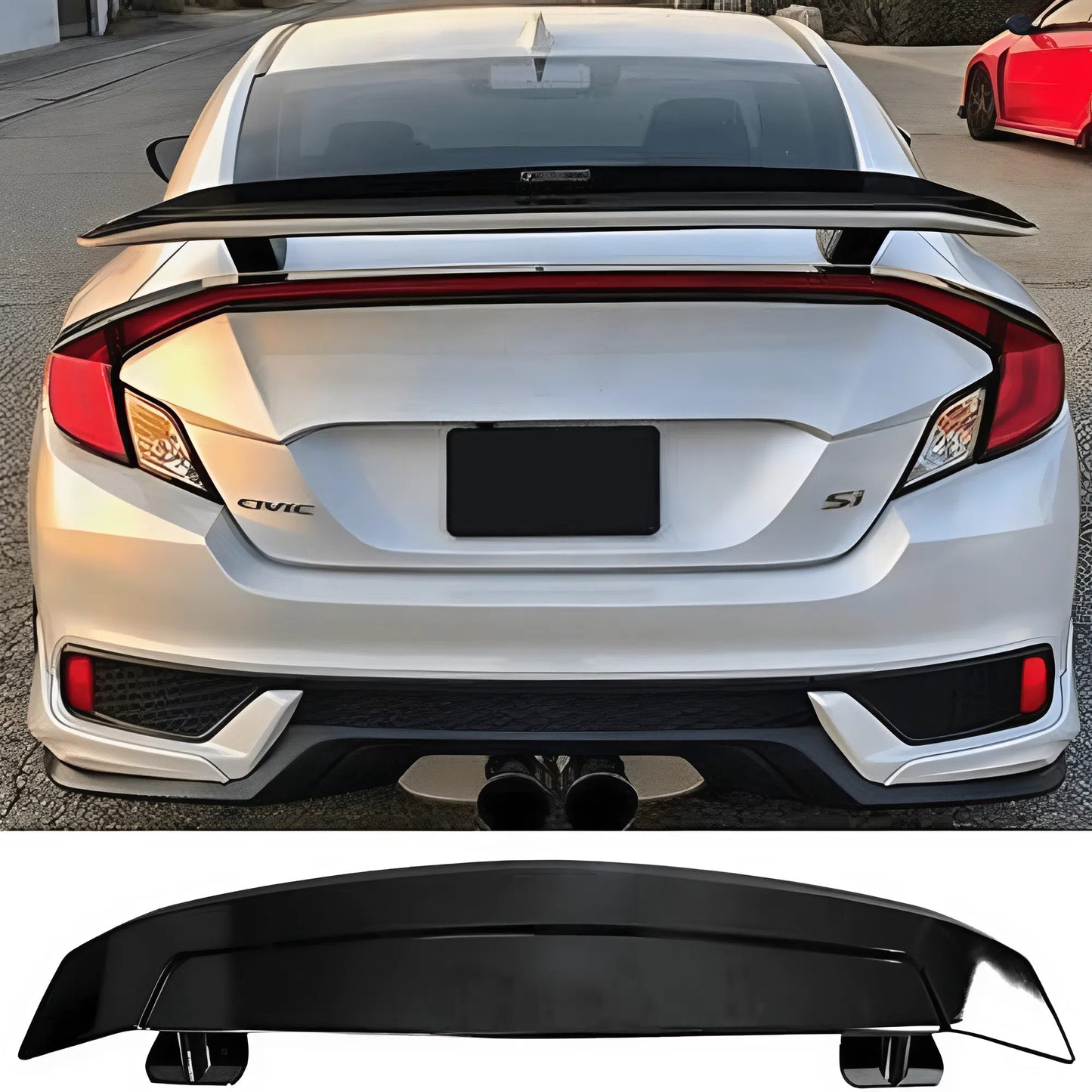 For Honda Civic Sedan 10th Generation 2016–2020 Rear Spoiler Glossy Black ABS Trunk Wing
