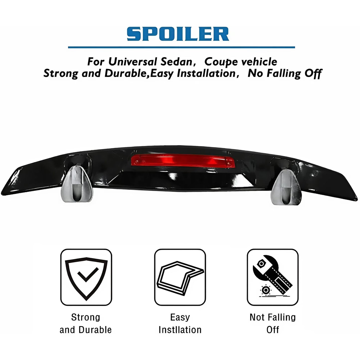For Honda Civic Sedan 10th Generation 2016–2020 Rear Spoiler Glossy Black ABS Trunk Wing