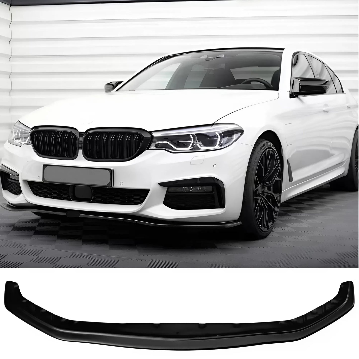 For BMW 5 Series G30 G31 M-Pack 2017-2020 Front Splitter Gloss Black ABS Plastic Sport Design Easy Installation