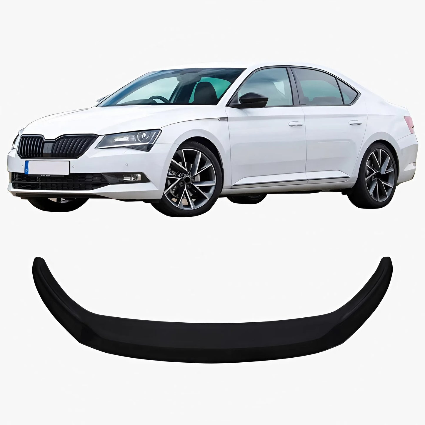 For Skoda SuperB MK3 2015- Front Bumper Lip Elite V2 Max Glossy Black ABS Front Splitter