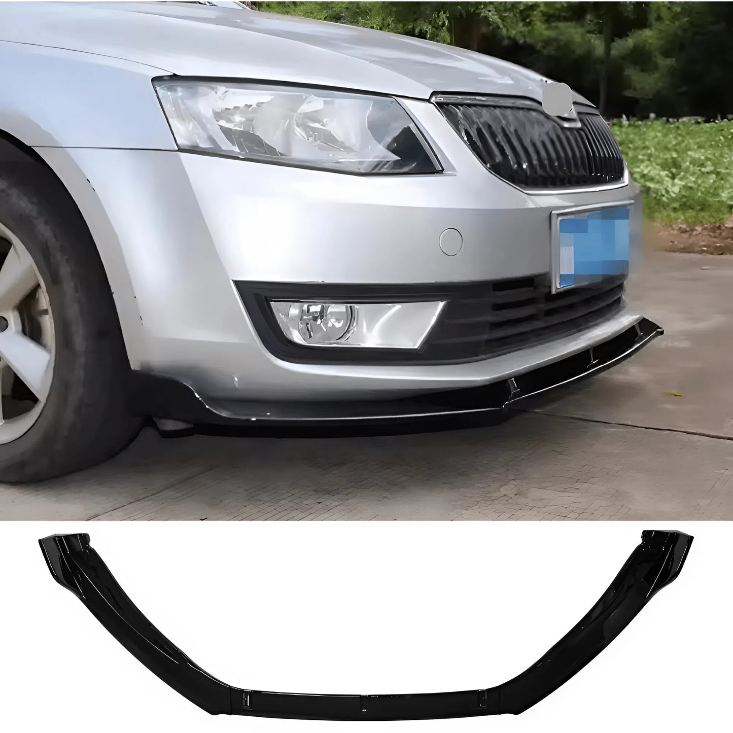 For Skoda Octavia Front Lip 3 Sections 2014-2018 Glossy Black ABS Front Bumper Splitter Sport Style Aerodynamic Design Easy Installation
