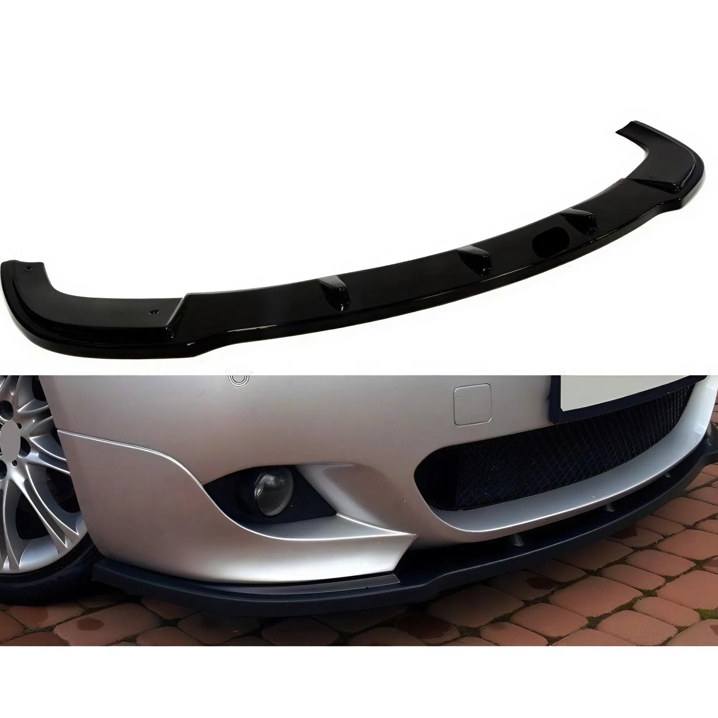 For BMW E60 M Technic Max Front Lip 2003-2010 Glossy Black Vacuum Plastic ABS Front Bumper Splitter 1 Pcs Sport Style Aerodynamic Design Easy Installation