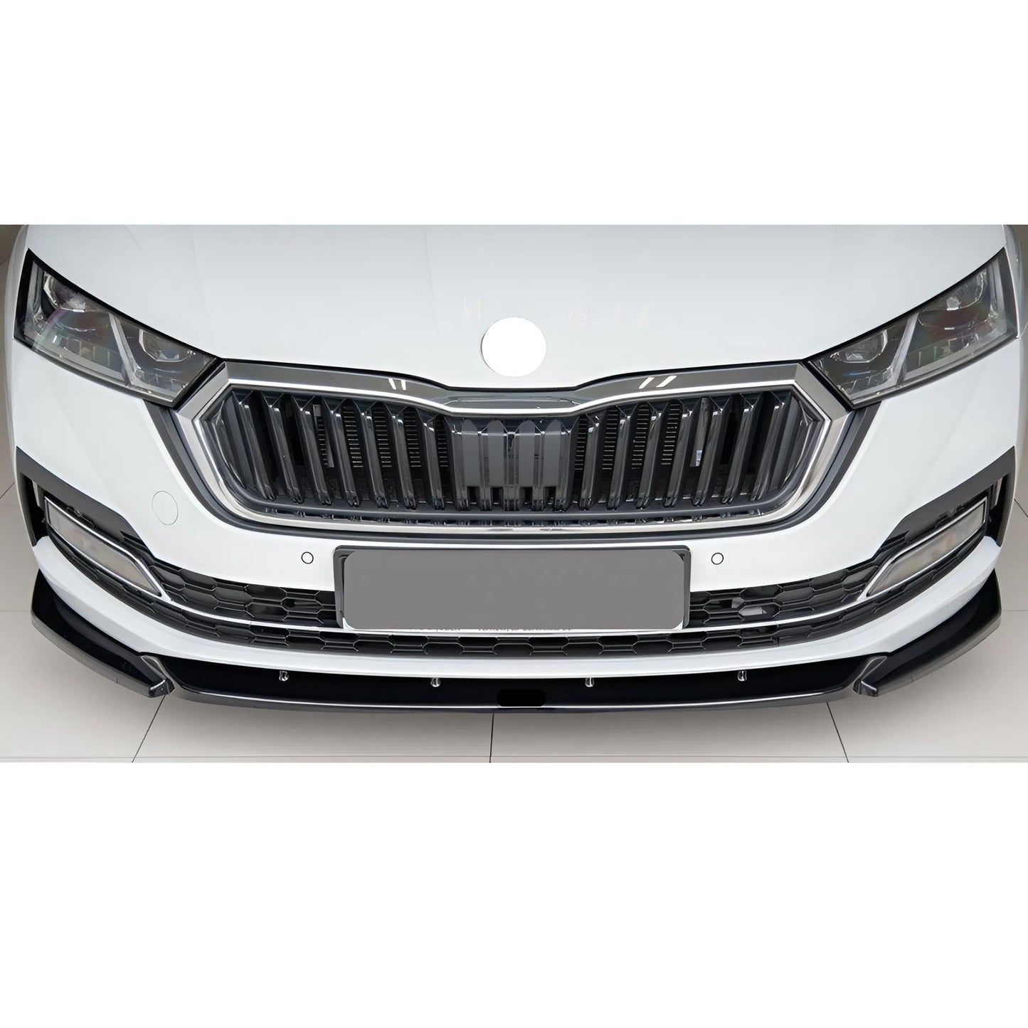 Front Bumper Lip Skoda Octavia 4 2020+ Max V1  Black Vacuum Plastic AutoVision
