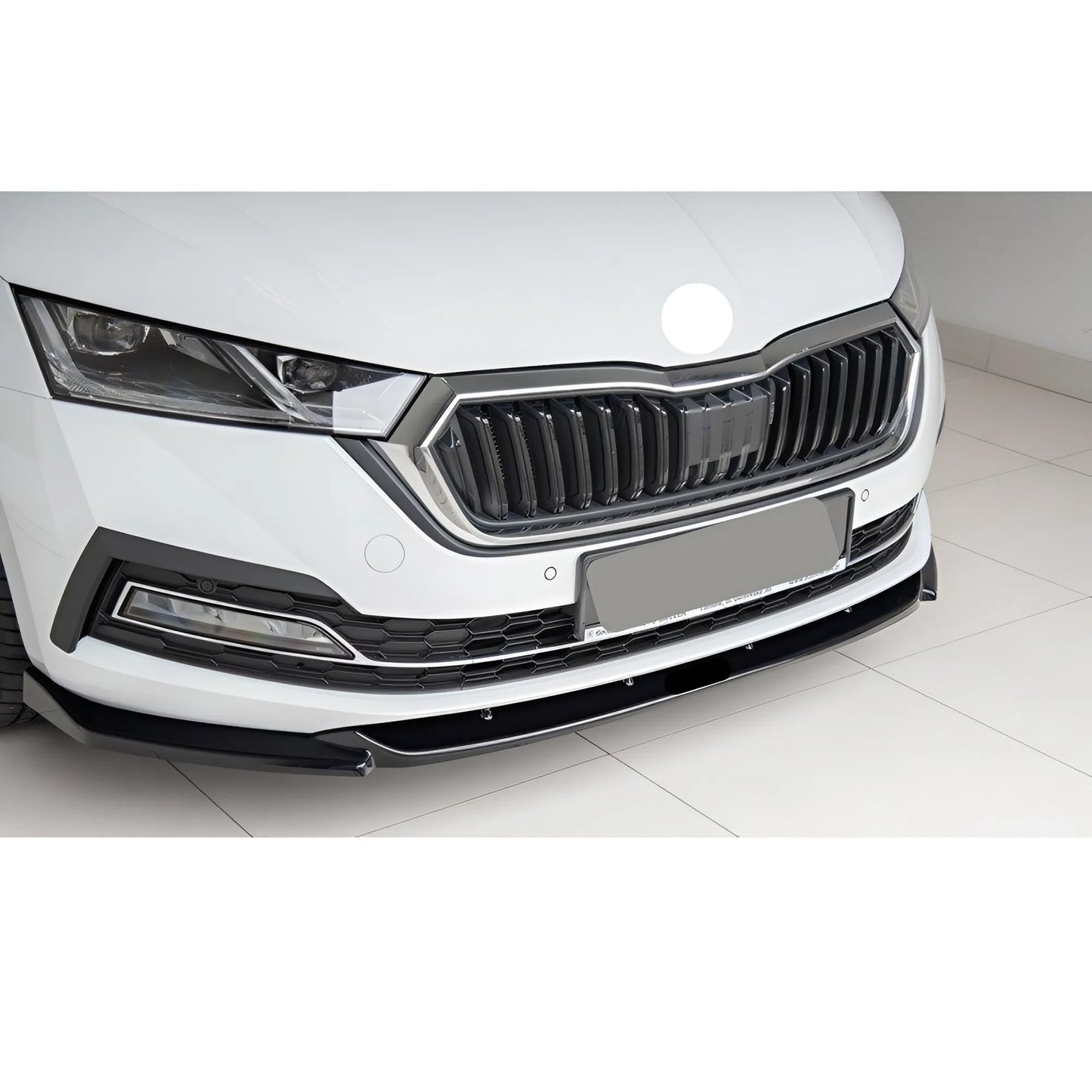 Front Bumper Lip Skoda Octavia 4 2020+ Max V1  Black Vacuum Plastic AutoVision