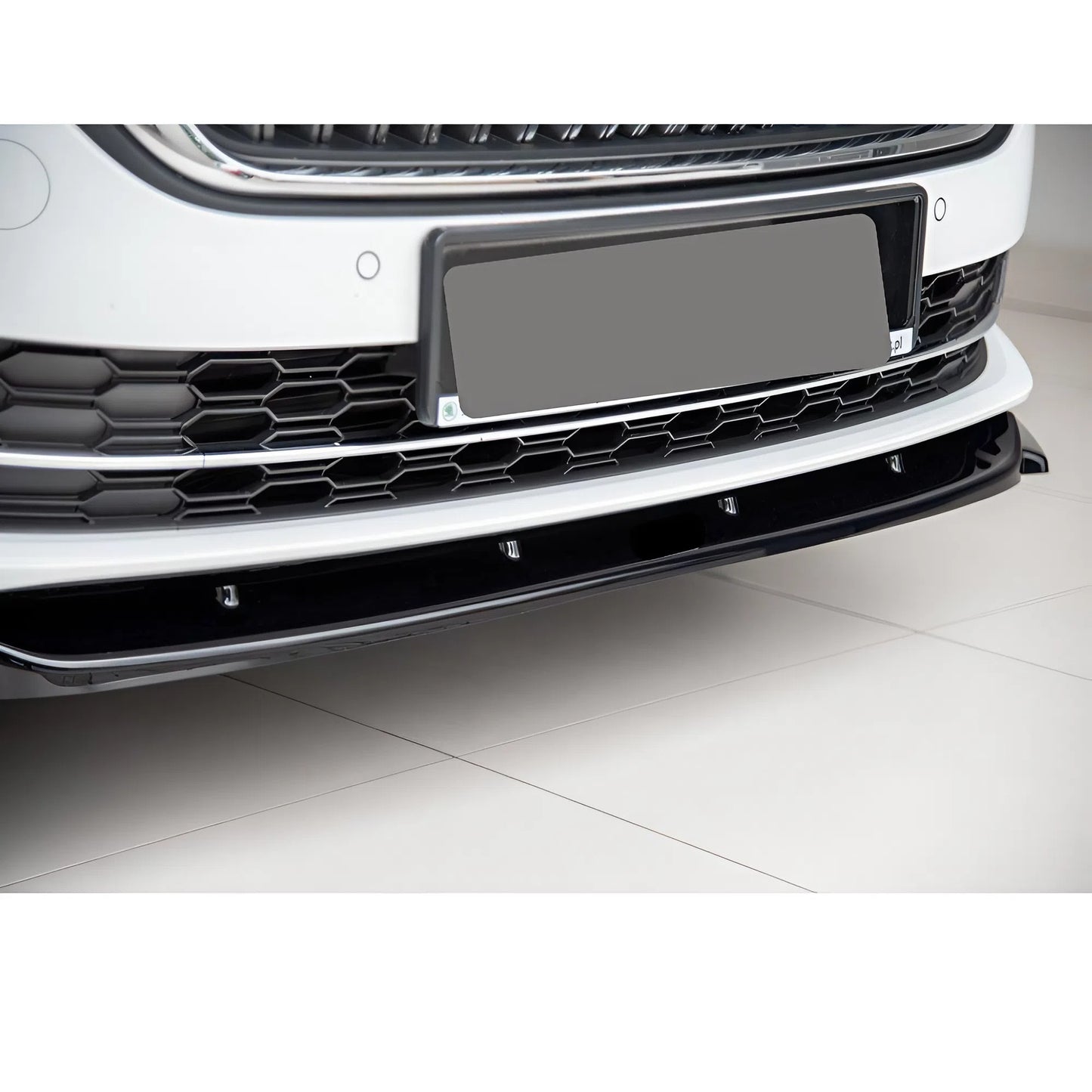 Front Bumper Lip Skoda Octavia 4 2020+ Max V1  Black Vacuum Plastic AutoVision