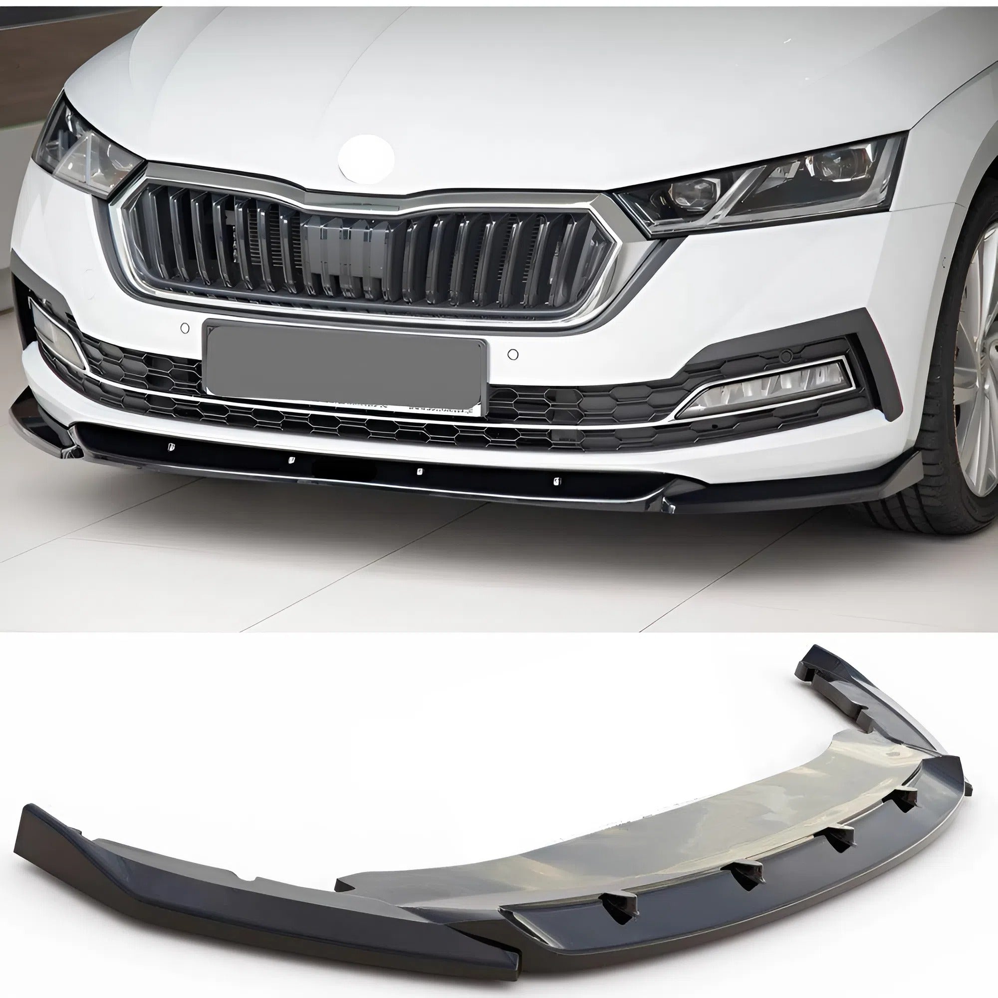Front Bumper Lip Skoda Octavia 4 2020+ Max V1 Black Vacuum Plastic Aut ...